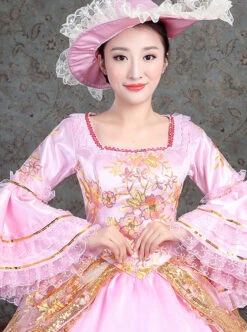 Golden Embroidery Pink Retro Palace Style Lolita Prom Dress -NAUS Lolita Shop 5 500x672 190