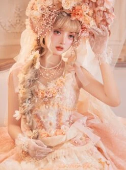Retro Gorgeous Court Style Tea Party Style Lace Flower Decoration Sweet Lolita Sleeveless Dress -NAUS Lolita Shop 5 500x672 207