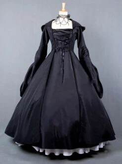 Palace Style Retro Gothic Lolita Prom Hooded Long Dress -NAUS Lolita Shop 5 500x672 220