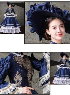 Palace Style Lace Embroidery Navy Blue Classic Lolita Prom Dress -NAUS Lolita Shop 5 500x672 230