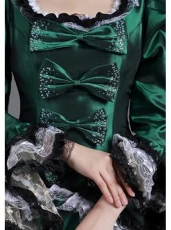 Klein Blue Retro Style Square Collar Chest Bowknot Black-white Lace Long Sleeve Court Prom Lolita Dress -NAUS Lolita Shop 5 500x672 238