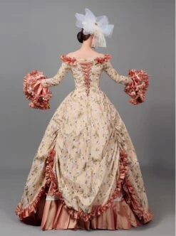 Light Brown Long Sleeve Dress Delicate Cuff Lace With Drawstring At The Back Dignified Elegant Birthday Party Prom Lolita Dress -NAUS Lolita Shop 5 500x672 241