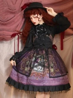Grape Lace Vintage Grape Embellished Bow Detachable Belt Ruffle Hem Gothic Lolita Sleeveless Dress -NAUS Lolita Shop 5 500x672 25