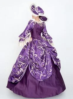 Noble Gorgeous Dark Purple Square Collar Long Sleeve Gold Edge Temperament Charming Court Style Lolita Prom Dress -NAUS Lolita Shop 5 500x672 252