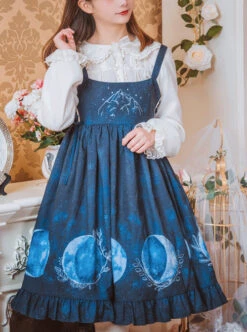 Lunar Eclipse Series Classic Lolita Dark Blue Sling Dress -NAUS Lolita Shop 5 500x672 298