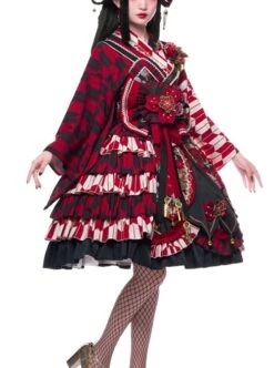 Japanese Style Classic Lolita Oiran Tea Party Flower Wedding Cherry Blossoms Dress JSK Head Jewelry Shirt Hairband Side Clip Set -NAUS Lolita Shop 5 500x672 30