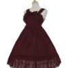 Anne's Gift Series Pure Color Polka Dot Simple Lace Decorate Classic Lolita Sleeveless Dress