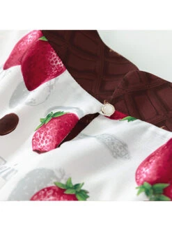 Chocolate Strawberry Lapel High Waist Classic Lolita Short Sleeve Dress -NAUS Lolita Shop 5 500x672 328