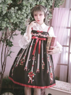 Small Apple Series JSK High Waist Classic Lolita Sling Dress -NAUS Lolita Shop 5 500x672 341