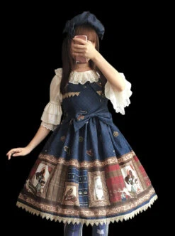 Magic Dictionary Series Plaids Printing Classic Lolita Sling Dress -NAUS Lolita Shop 5 500x672 343