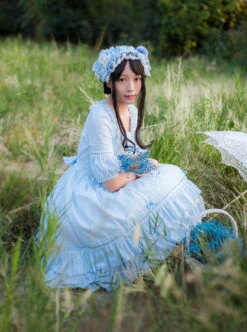 Jacquard Cotton Pure Color Classic Lolita Half Sleeves Dress -NAUS Lolita Shop 5 500x672 345