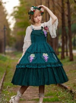 Grape Manor Series Solid Color Jacquard Grape Embroidery Elegant Classic Lolita Sleeveless Dress -NAUS Lolita Shop 5 500x672 349