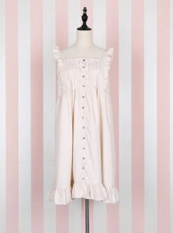 Cute Ruffle Collar Classic Lolita Lantern Short Sleeve Dress And Lolita Apron -NAUS Lolita Shop 5 500x672 358