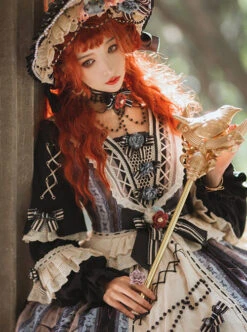 Sparrows In The Mirror Series OP Retro Classic Lolita Long Sleeve Dress -NAUS Lolita Shop 5 500x672 373