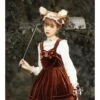 Rococo Series JSK Pure Color Velvet Elegant Classic Lolita Ruffle Sling Dress