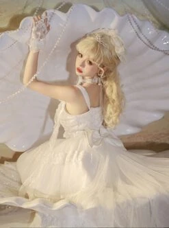 Solid Color Lace Bowknot Decorate Classic Lolita Summer Sleeveless Dress -NAUS Lolita Shop 5 500x672 379