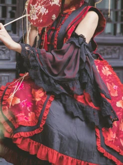 Magic Tea Party Swimming Fish Play Dream Series OP Chinese Style Classic Lolita Stand Collar Dress -NAUS Lolita Shop 5 500x672 380