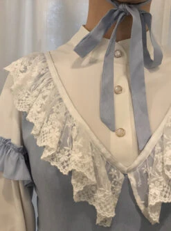 Sky Blue Long Sleeve Classic Lolita Dress -NAUS Lolita Shop 5 500x672 388