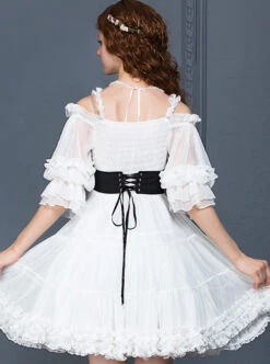 Palace Style Retro White Chiffon Puff Sleeve Classic Lolita Dress -NAUS Lolita Shop 5 500x672 398