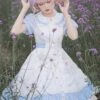 Tulip Bouquet Series Pastoral Style Doll Collar Lace Floral Plaid Lantern Sleeve Classic Lolita Short-Sleeved Dress