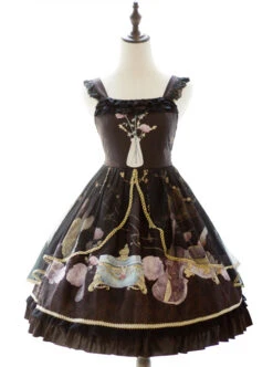 Old Time Dream Series Retro Printing JSK Classic Lolita Sling Dress -NAUS Lolita Shop 5 500x672 423