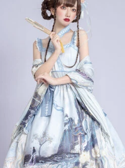 Romantic Dream In Garden Series JSK II Classic Lolita Retro Chinese Style Printing Dress -NAUS Lolita Shop 5 500x672 467