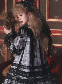 Brooklyn Furniture Catalog Collection Series Black Purple Unique Cute Mid-Sleeve Short Babydoll Classic Lolita Dress -NAUS Lolita Shop 5 500x672 473