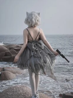 Peninsula Iron Box Series Multi-Layered Skirt Ballet Style Waist Exquisite Embroidery Big Bowknot Decoration Classic Lolita Sleeveless Dress -NAUS Lolita Shop 5 500x672 476