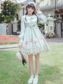 Pine Forest Monogatari Series Classic Lolita Sling Dress -NAUS Lolita Shop 5 500x672 481