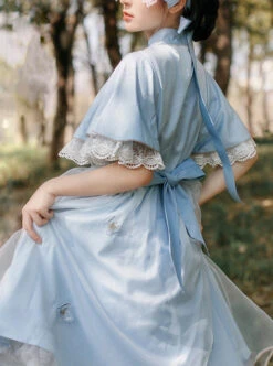 Iris Flower Series OP Butterfly Sleeve Embroidery Blue Classic Lolita Short Sleeve Dress -NAUS Lolita Shop 5 500x672 495