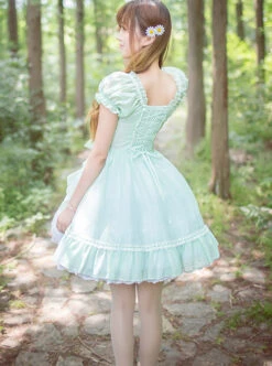 Mint Green Short Sleeve Bowknot Classic Lolita Dress -NAUS Lolita Shop 5 500x672 496