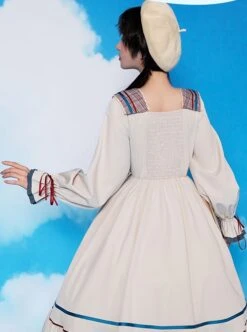 Plaid Collar Star Button Decoration Drawstring Cuffs Elegant Autumn Winter Classic Lolita Long-Sleeved Dress -NAUS Lolita Shop 5 500x672 502