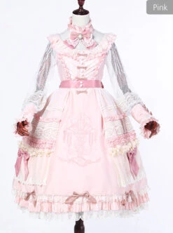 Classical Puppets Bear Series Embroidery OP Classic Lolita Long Sleeve Dress -NAUS Lolita Shop 5 500x672 509