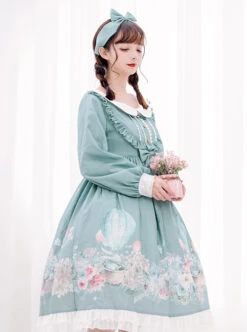 Rabbit Basket Series OP Doll Collar Classic Lolita Long Sleeve Dress -NAUS Lolita Shop 5 500x672 510