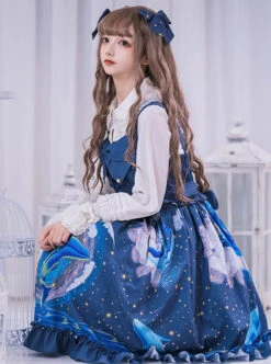 Nebula Whale Series JSK Classic Lolita Blue Sling Dress -NAUS Lolita Shop 5 500x672 515