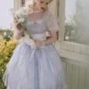 Mermaid Tears Series Summer Fantasy Light Blue Fluffy Tulle White Girdle Bowknot Lace Pearl Chain Classic Lolita Sleeveless Long Dress
