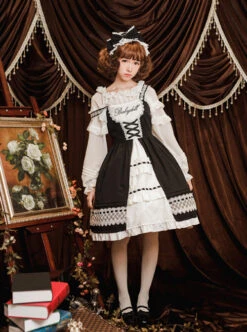 Cute Bowknot Pure Color Classic Lolita Sling Dress -NAUS Lolita Shop 5 500x672 523