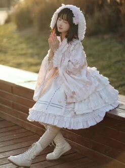 Japanese Ruffled Collar Large Sleeves Bowknot Classic Lolita Long-Sleeved Dress -NAUS Lolita Shop 5 500x672 528
