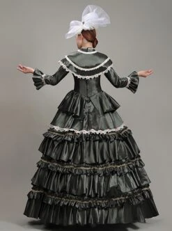 Dark Grey Shawl Collar Long Sleeve Lace Birthday Party Retro Court Lolita Prom Dress -NAUS Lolita Shop 5 500x672 56