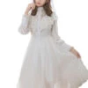 Pure Color Lace Gothic Lolita Long Sleeve Dress
