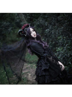 Lilith Series Pure Color Gothic Lolita Long Sleeve Dress -NAUS Lolita Shop 5 500x672 572