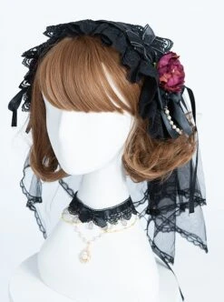 Day Night Light Series Gorgeous Noble Elegant Palace Style Dark Black Gothic Lolita Black Wedding Dress Veil Full Set -NAUS Lolita Shop 5 500x672 578