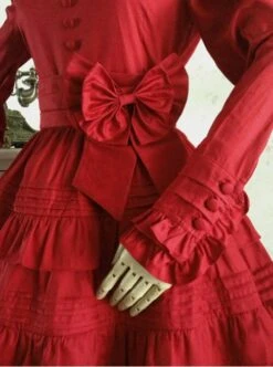 Palace Style Retro Lace Long Sleeve Wine Red Gothic Lolita Dress -NAUS Lolita Shop 5 500x672 588