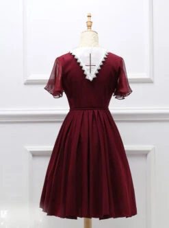 Black Short Sleeves Crucifix Gothic Lolita Dress -NAUS Lolita Shop 5 500x672 611