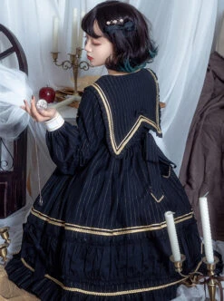 Mercury Daytime Series OP Dark Gothic Lolita Long Sleeve Dress -NAUS Lolita Shop 5 500x672 617