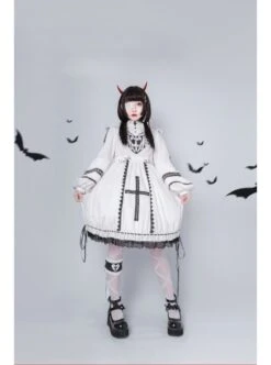 Devil Rabbit Series OP Autumn Winter Halloween Gothic Lolita Long Sleeve Dress With Detachable Plush Rabbit Ears Hat -NAUS Lolita Shop 5 500x672 650