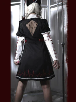 Scarlet Cross Series OP Short Style Blood Printing Halloween Nurse Gothic Lolita Long Sleeve Dress -NAUS Lolita Shop 5 500x672 687