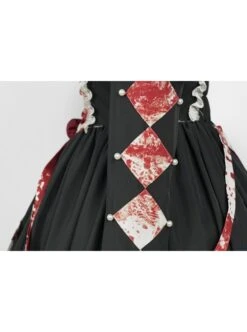 Elegant Small Square Collar Detachable Rose Ornament Pearl Bubble Long Sleeve Front Short Back Long Gothic Lolita Dress -NAUS Lolita Shop 5 500x672 689