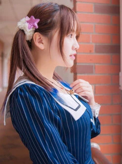 College Uniform Style Sailor Collar Navy Blue Stripes School Lolita Long Sleeve Dress -NAUS Lolita Shop 5 500x672 702