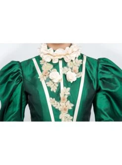 Dark Green Stand Collar Long Sleeve Fluffy Trailing Hem Retro Court Prom Lolita Dress -NAUS Lolita Shop 5 500x672 78